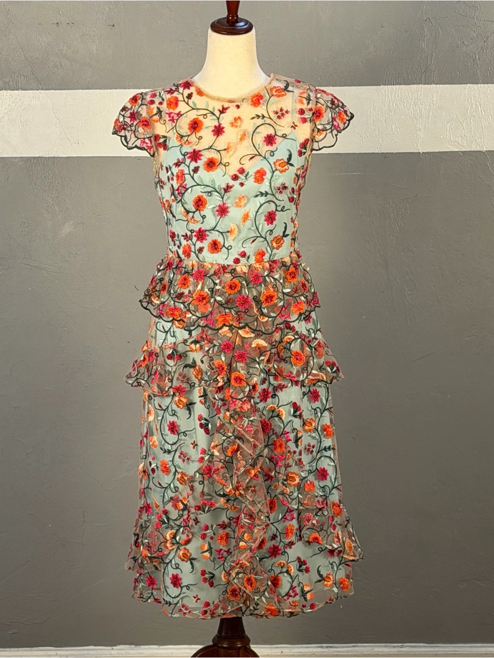 ML Monique Lhuillier Garden Party Embroidered Dress size 6
